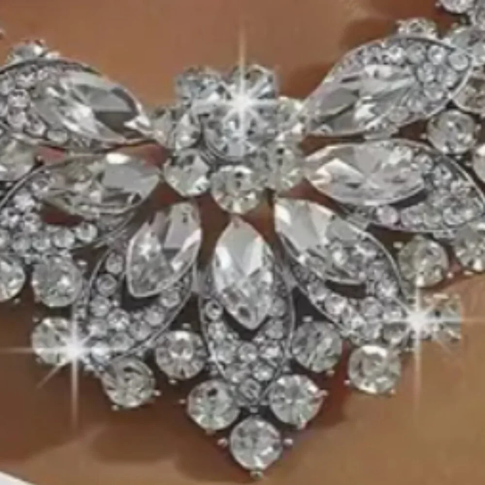 Callie Lives Silver White Princess Rhinestone Necklace - Picture 2 of 3